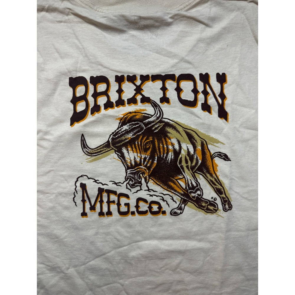 Brixton MFG Co Mens XXL Cream Charging Bull Graphic T-Shirt Standard Fit Cotton - Picture 7 of 8